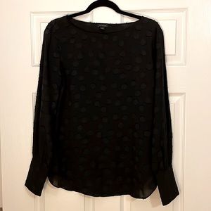 Ann Taylor black clip dot boatneck blouse